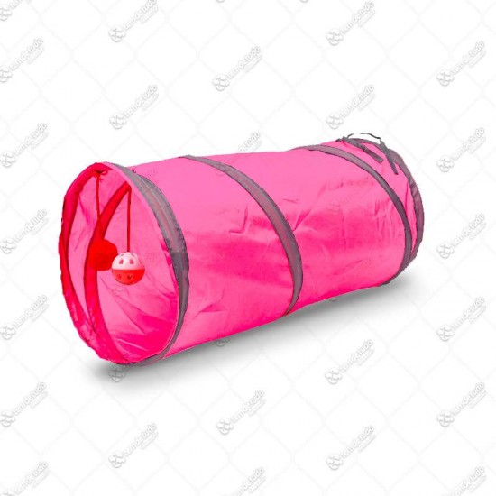 BRINQUEDO GATO TUNEL C/2 BOLINHAS ROSA