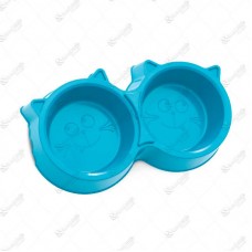 13320 - COMEDOURO DUPLO GATOS FOMINHA 400ML AZ 