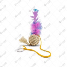 13875 - BRINQUEDO GATO PING SISAL CORDA E PENA