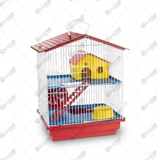 GAIOLA HAMSTER 2 ANDARES TETO PLAST VERM