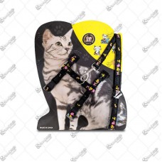 13754 - PEITORAL C/GUIA NYLON GATO ESTAMPADA 