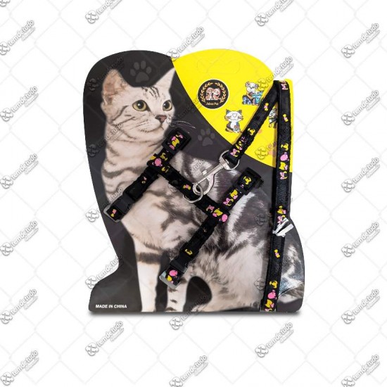 PEITORAL C/GUIA NYLON GATO ESTAMPADA 