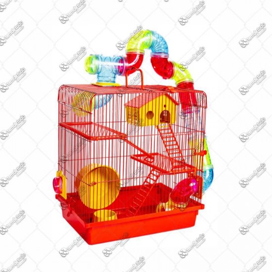 GAIOLA HAMSTER 3 ANDARES VERM TUBO LUXO
