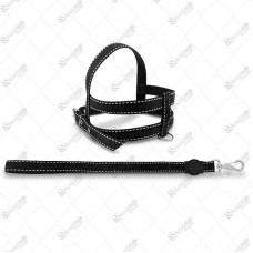 16385 - PEITORAL C/GUIA NYLON M PRETO/BRANCO