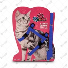 17538 - PEITORAL C/GUIA 1,20MT GATO AZUL ESCURO