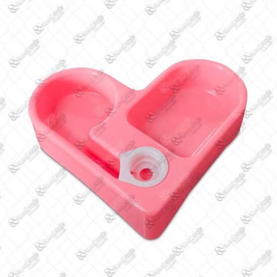 COMEDOURO DUPLO CANTO CORACAO ROSA 