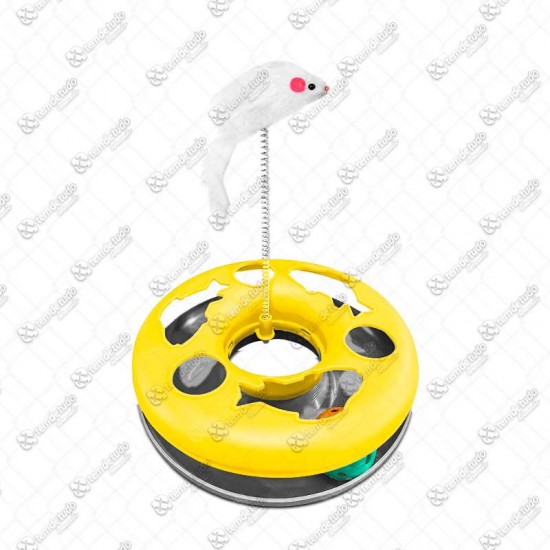 BRINQUEDO GATO TORRE GIRA BOLINHA AMAREL