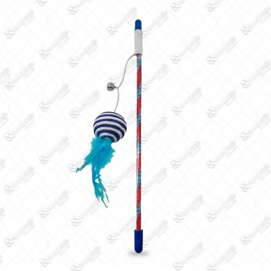 BRINQUEDO GATO VARA C/BOLA SISAL E PENA 