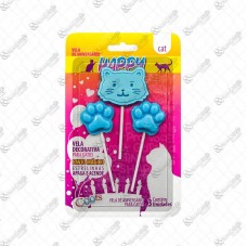 19558 - VELA ANIVERSARIO HAPPY CAT AZUL C/3