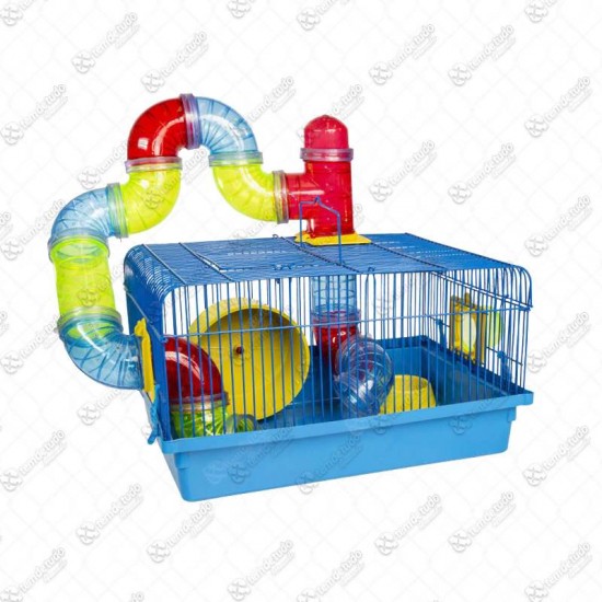 GAIOLA HAMSTER TUBO LUXO AZUL