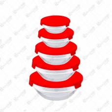 20852 - KIT C/5 POTES DE VIDRO BOWL VERMELHO